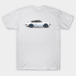 supercar 911 carrera rs turbo 1972 side white blue T-Shirt